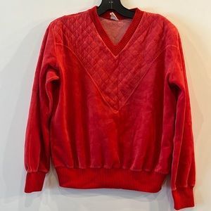 Ladies Vintage Vee Neck Velour Sweatshirt
